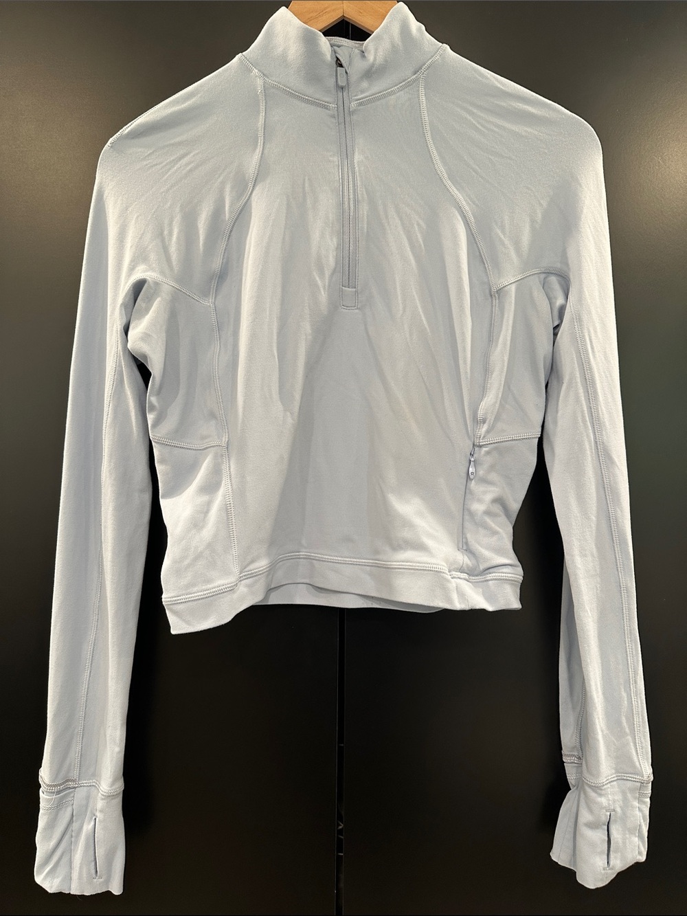 Lululemon It’s Rulu Cropped Half-Zip Active Top in Light Blue
